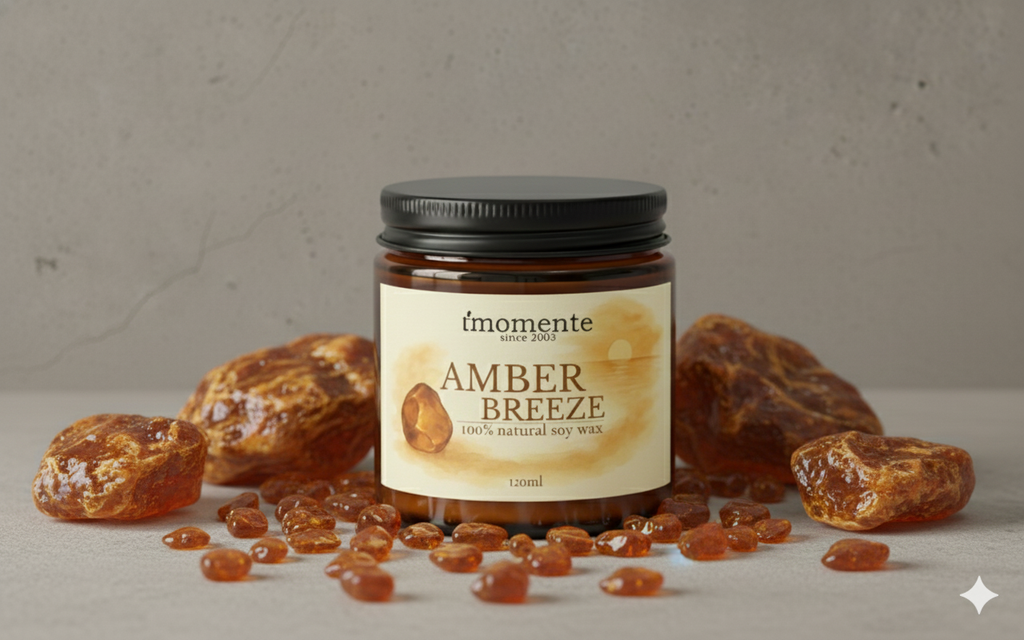 Świeca sojowa MOMENTE – Amber Breeze 120 ml