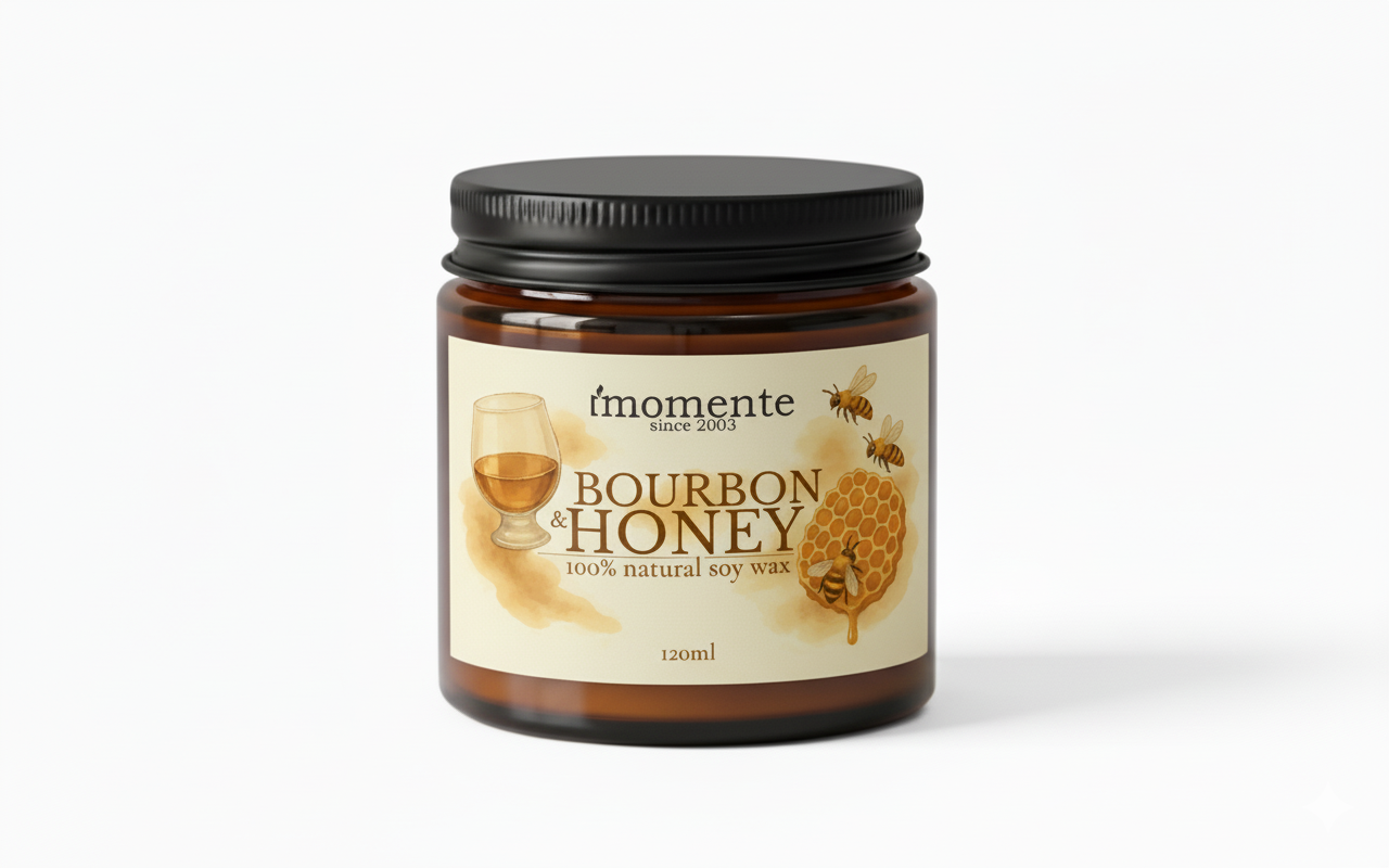 Świeca sojowa MOMENTE Bourbon & Honey – 120 ml